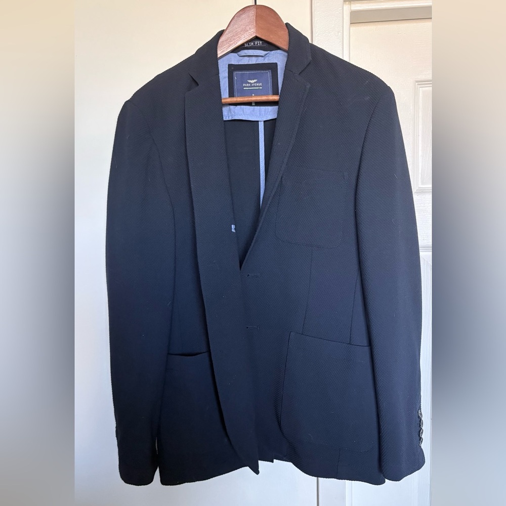 Avenue Men's Black Textured Sport Coat Blazer